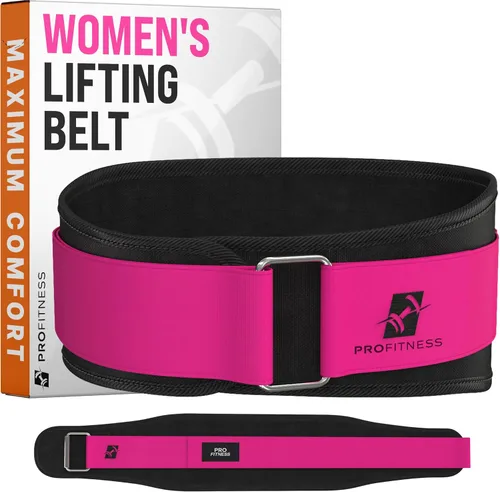 Vista 7 de Cinturón de levantamiento de pesas ProFitness para mujeres - Cinturón de entrenamiento cómodo de 4" de ancho para mujeres - Cinturón