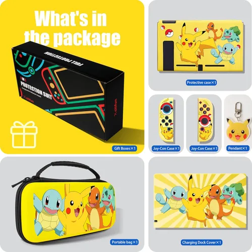 Vista 3 de Xcitifun Carrying Case Compatible with Nintendo Switch, Protector Joy-Con Case & Dock Cover & Travel Bag Case & Keychain 7 in 1 Accessories Kit Set