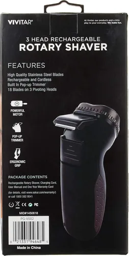 Vista 3 de VIVITAR PG-V002 RotaryThree 3-Head Rotary Shaver