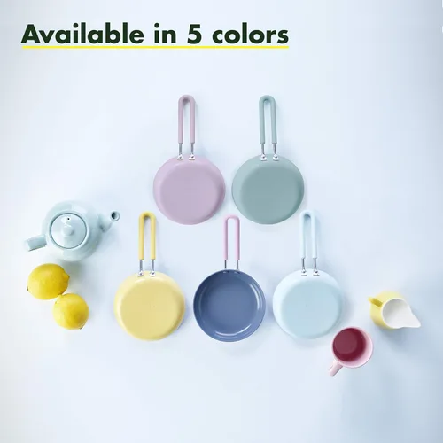 Vista 4 de GreenPan Mini Sartén Antiadherente de Cerámica Saludable, Sartén Redonda para Huevos de 5", Libre de PFAS, Apta para Lavavajillas, Mango que se