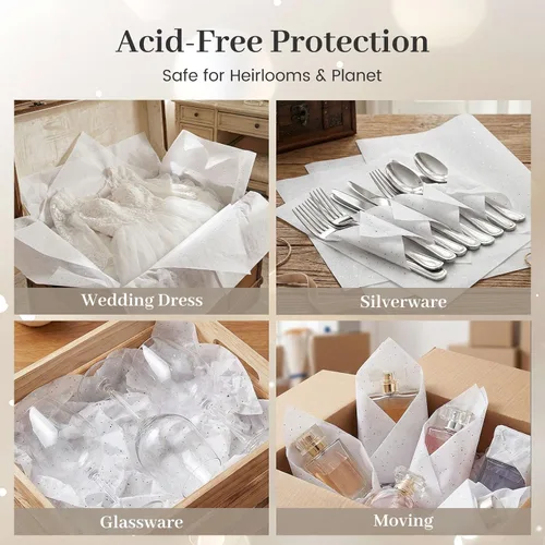 Vista 7 de Koogel 120 hojas de papel de seda, papel de seda blanco de 20 x 14 pulgadas para bolsas de regalo, envoltura de purpurina para cumpleaños, proyectos