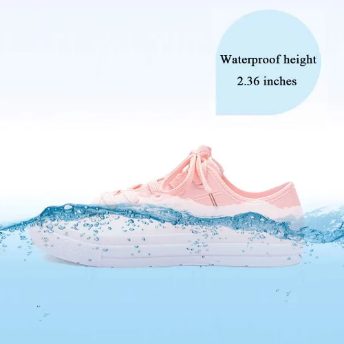 Vista 3 de DKSUKO Botas de lluvia para mujer impermeables de caña alta, zapatos de lluvia con cordones antideslizantes, calzado para jardín