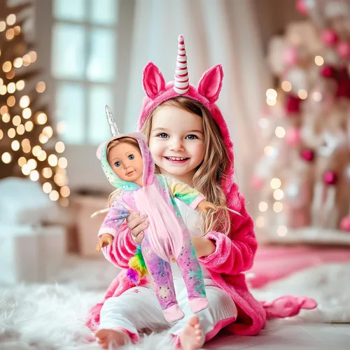 Vista 7 de WONDOLL 2 Conjuntos de Ropa para Muñecas de 18 Pulgadas - Ropa de Unicornio con Clip para el Cabello y Diadema - Compatible con Todas las Muñecas