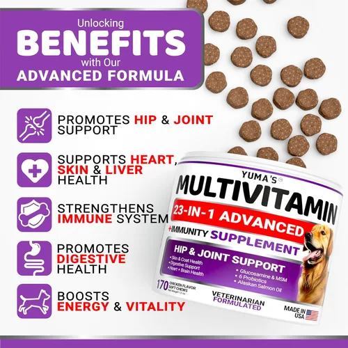 Vista 2 de Multivitamínico masticable con glucosamina para perros Vitaminas y suplementos para perros 170 golosinas Multivitamínico para adultos mayores
