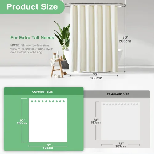 Vista 478 de Cortina de ducha de tela Dynamene verde oscuro - Cortinas de baño de tela de nido de abeja texturizadas resistentes, juego de cortinas de baño
