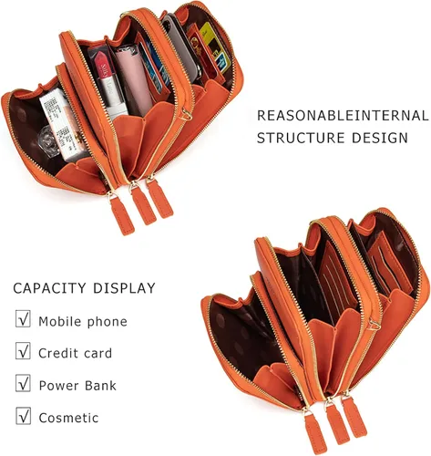 Vista 4 de Bolso chico en bandolera de mujer para celular minicartera tarjetera monedero de manohombro