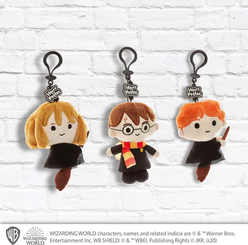 Vista 3 de P.M.I. Llavero de peluche de Harry Potter - 3 piezas en una bolsa de plástico transparente. 9 diseños., A Multicolor