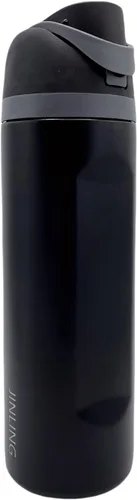 Botella de agua aislada de acero inoxidable de 24 onzas con popote para deportes y viajes, botella de agua deportiva sin BPA (negro)