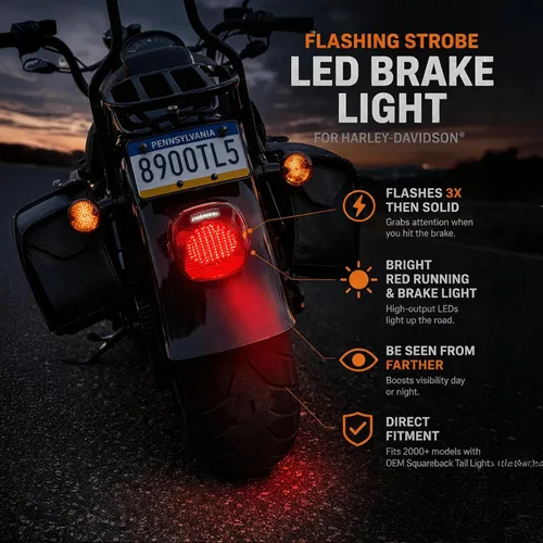 Vista 3 de Eagle Lights Luz Trasera Roja Intermitente LED de Mejora para Harley Davidson Sportster/Softail/Touring/Dyna