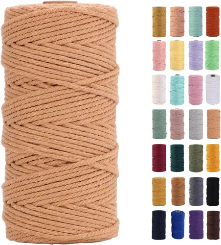 Vista 38 de Cuerda de macramé azul aire de 0.079 in x 220 yardas, cuerda de algodón colorido de algodón suave para colgar en la pared, colgadores de plantas