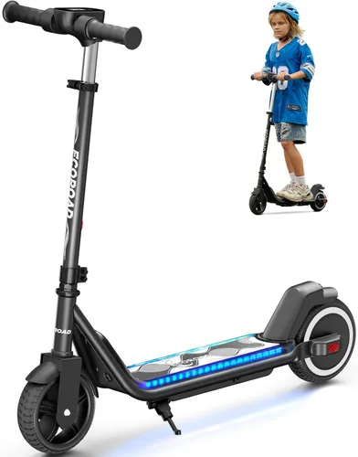 Vista 10 de ECOROAD EK6 Scooter eléctrico para niños para velocidades de 6-12, 3/6/10 mph para máxima comodidad, scooter eléctrico de altura ajustable, 150 W
