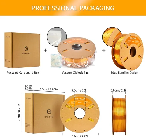 Vista 287 de ERYONE Filamento de ácido poliláctico (PLA) de seda para impresora 3D, de 1.75 mm +/- 0.03 mm, carrete de 1 kg (2.2 libras), verde esmeralda seda