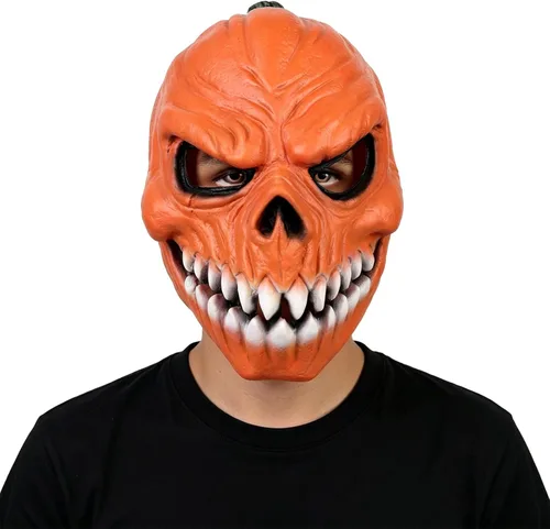 HOTTERCOS Halloween Scary Pumpkin Head Creepy Jackolantern Latex Mask