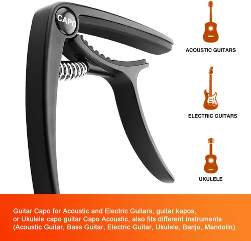 Vista 3 de Cejilla de guitarra acústica y eléctrica - Cejillas de guitarra de 6 cuerdas