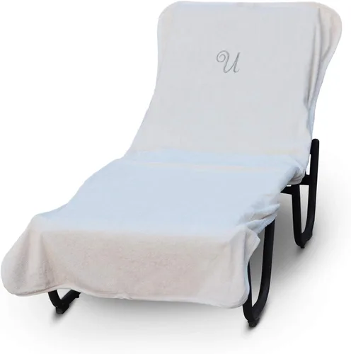 Vista 16 de Funda de lujo para tumbona de piscina con monograma de Hotel y Spa, bordado con letras en bloque - Extra absorbente 100% algodón turco - Rizo suave
