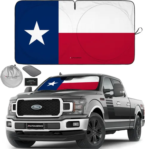 Vista 32 de Autoamerics Parasol para parabrisas de 1 pieza, bandera de Estados Unidos, diseño de 2 estadounidenses, parasol plegable para ventana delantera