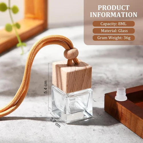 Vista 3 de Rtteri 100 botellas de difusor de aire colgantes para automóvil, botellas de vidrio vacías difusoras de perfume, frascos difusores de aceite