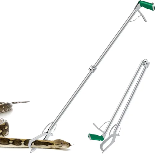 Pinzas de serpiente de 60 pulgadas, agarrador plegable profesional de reptiles, herramienta de manejo de mandíbula ancha, gancho de serpiente de