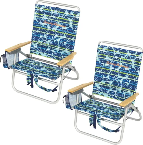Vista 9 de Tommy Bahama 4-Position Extended seat Height Easy in-Easy Out Folding Backpack Beach Chair
