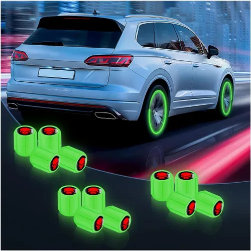 Vista 14 de Tapones Luminosos para Válvula de Neumático de Auto, 12 Unidades, Cubierta Iluminada de Válvula de Rueda con Cráneo, Tapa de Rueda de Brillo