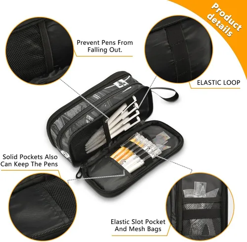 Vista 4 de Nylon Pencil Bag School Supplies Gothic Style Evil Skeleton Tarot Black and White Big Capacity Large Pencil Case Stationery Bag for Preppy School