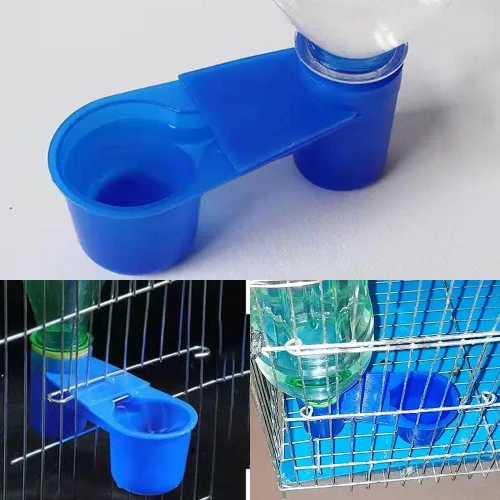 Vista 2 de Alimentador automático para bebederos de pájaros, botella de agua de refresco de plástico, taza o palomas, loro, alimentador de pollo, jaula de aves