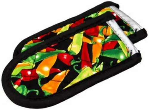 Set de 2 manoplas para horno Lodge 2HH2, a rayas, Pimientos múltiples, Multicolor