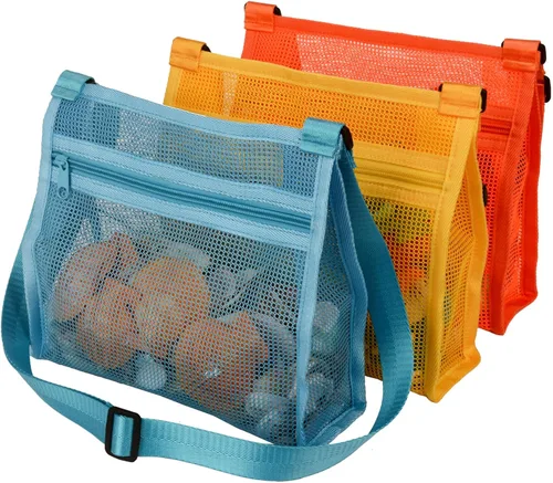 Vista 8 de MUYIZI Bolsas de Concha de Playa para Recoger Conchas - Bolsas de Malla para Niños y Adultos