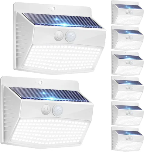 Vista 44 de Peasur Luces solares para exteriores, [138 LED/8 paquetes] Luz de pared de seguridad con sensor de movimiento solar con 3 modos de iluminación