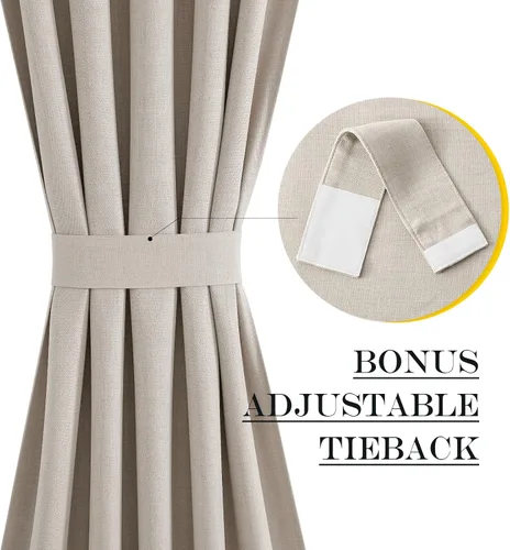 Vista 4 de NICETOWN Cortinas de Lino para Puerta Lateral - Cortinas Opacas con Aislamiento Térmico para Puerta Delantera Francesa para Sombra Pequeña