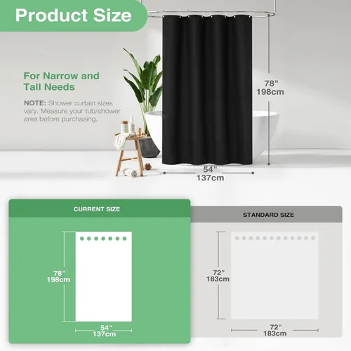 Vista 394 de Cortina de ducha de tela Dynamene verde oscuro - Cortinas de baño de tela de nido de abeja texturizadas resistentes, juego de cortinas de baño