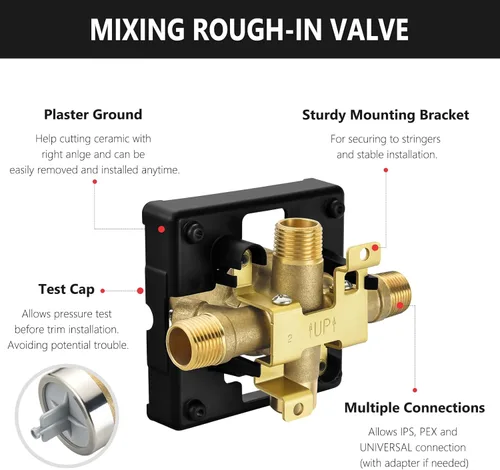 Vista 2 de RJDIBAN Válvula de ducha para Delta R10000-UNWSHF, conexión de 3 puertos de 1/2 pulgada, paquete de 2 unidades, kit de válvula R10000 compatible