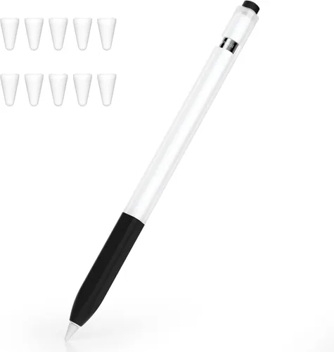 Compatible con Apple Pencil de 1ª generación, funda de silicona antideslizante, [con 10 fundas de punta de silicona] para Apple Pencil de 1ª Negro