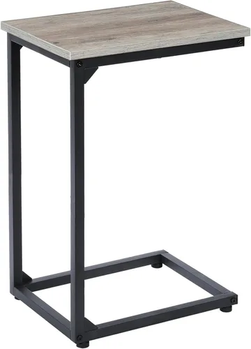 Vista 11 de AMHANCIBLE Mesa auxiliar en forma de C, mesas de sofá que se deslizan debajo, bandeja de TV, mesa de aperitivos para sofá, mesa lateral pequeña