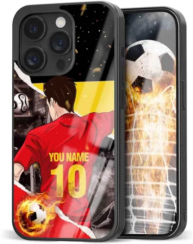 Vista 31 de Fundas de teléfono personalizadas con nombre y número de fútbol para iPhone 11, 12, 13, 14, 15, 16, 17, 16 Pro Max Plus Mini, Samsung Galaxy Note10