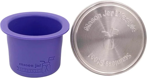 Vista 19 de Mason Jar Lifestyle Taza divisora para ensaladas, salsas y aperitivos. Contenedor de almuerzo Bento sin plástico (boca regular, verde hoja)