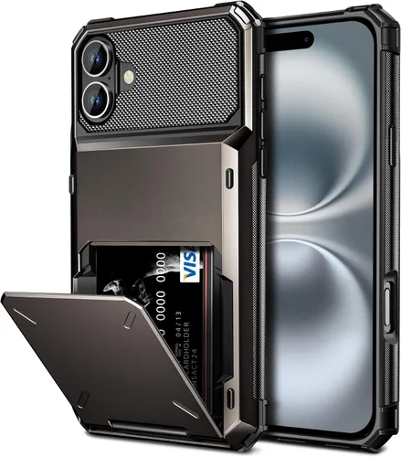 Vista 11 de Vofolen Funda para iPhone 16 con tarjetero tipo cartera negra Negro