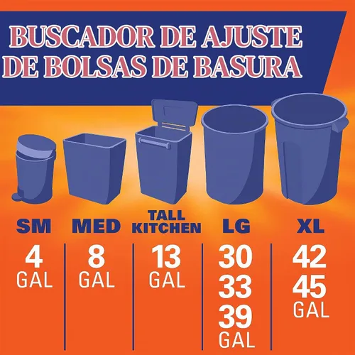 Vista 4 de Bolsas para Basura de Reciclaje Hefty, Transparente, 13 Galones, 60 Unidades 13G Kitchen Trash Bags, Drawstring Closure, Puncture-Resistant, Use