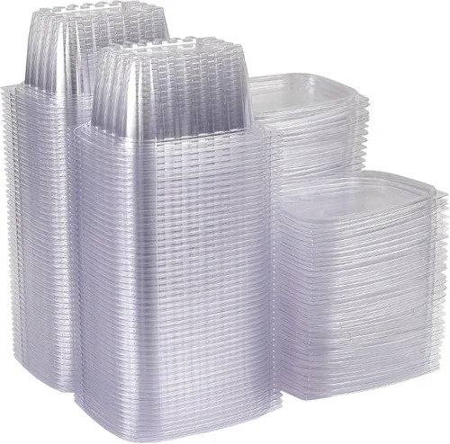 Vista 15 de ECO PRODUCTS Contenedores de delicatessen compostables de 12oz transparentes rectangulares con tapas, caja de 300, para preparación de comidas