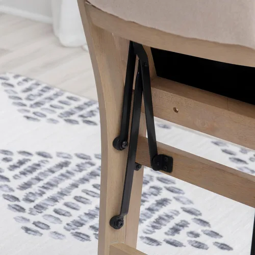 Vista 6 de Linon Keira Sillas plegables de madera rústica natural con asiento y respaldo acolchados en beige – Conjunto de 2