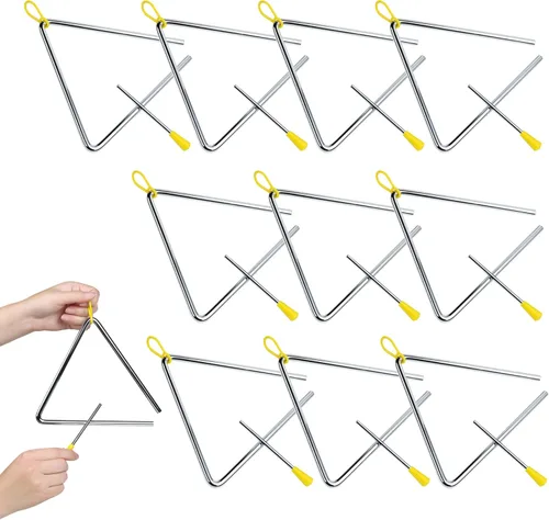 Vista 10 de Instrumento de percusión de triángulo de acero musical de 5 pulgadas con delantero