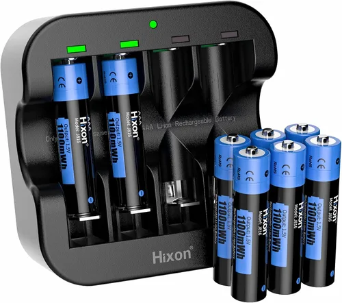 Vista 9 de Baterías AAA de litio recargables de 1.5 V, paquete de 4 con cargador ultra rápido, batería de iones de litio triple AAA de alta capacidad de alta