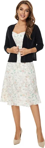 Vista 2 de Satuun - Suéteres cárdigan de manga 34 para mujer, bolero ligero con parte frontal abierta