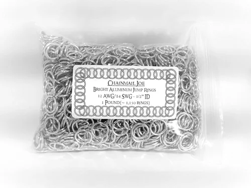 Vista 2 de Anillos de salto de aluminio brillante de 1 libra 14G 1/2" ID (más de 1150 anillos)