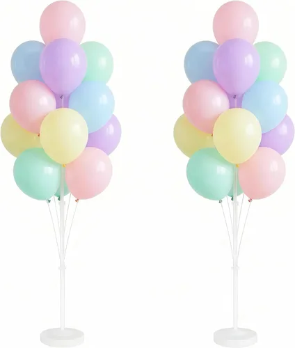 Vista 12 de Kit de columna de globos de 2 piezas con globos incluidos - Torre de globos con soporte, base y poste, decoración de fondo para bodas, baby shower