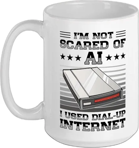 Vista 14 de 90s Nostalgia Retro 90s Dial Up Internet Vintage Ceramic Mug, Black/White