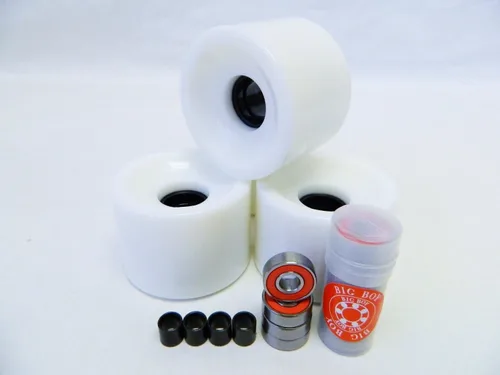 Vista 3 de Longboard Cruiser Skateboard - Ruedas de alto rebote + rodamientos de velocidad ABEC-7, color blanco