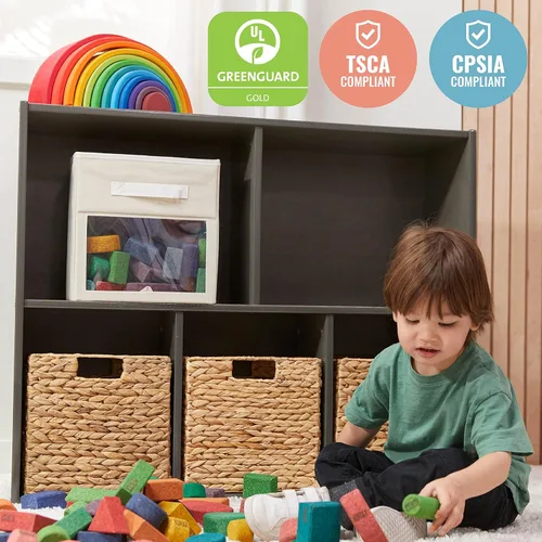 Vista 6 de ECR4Kids Streamline - Armario de almacenamiento de 5 compartimentos, 30 pulgadas, muebles de aula, gris lavado
