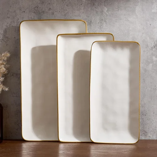 Vista 15 de Bandeja de servir Famiware, Bandejas rectangulares de 15.67/14.1/12.6 pulgadas para entretener, aptas para microondas y lavavajillas, bandejas