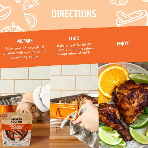 Vista 5 de A Dozen Cousins Quick Chicken Marinade - Bolsa para condimentos (paquete de 10), condimento mexicano Pollo Asado, capa y cocina instantánea, salsa